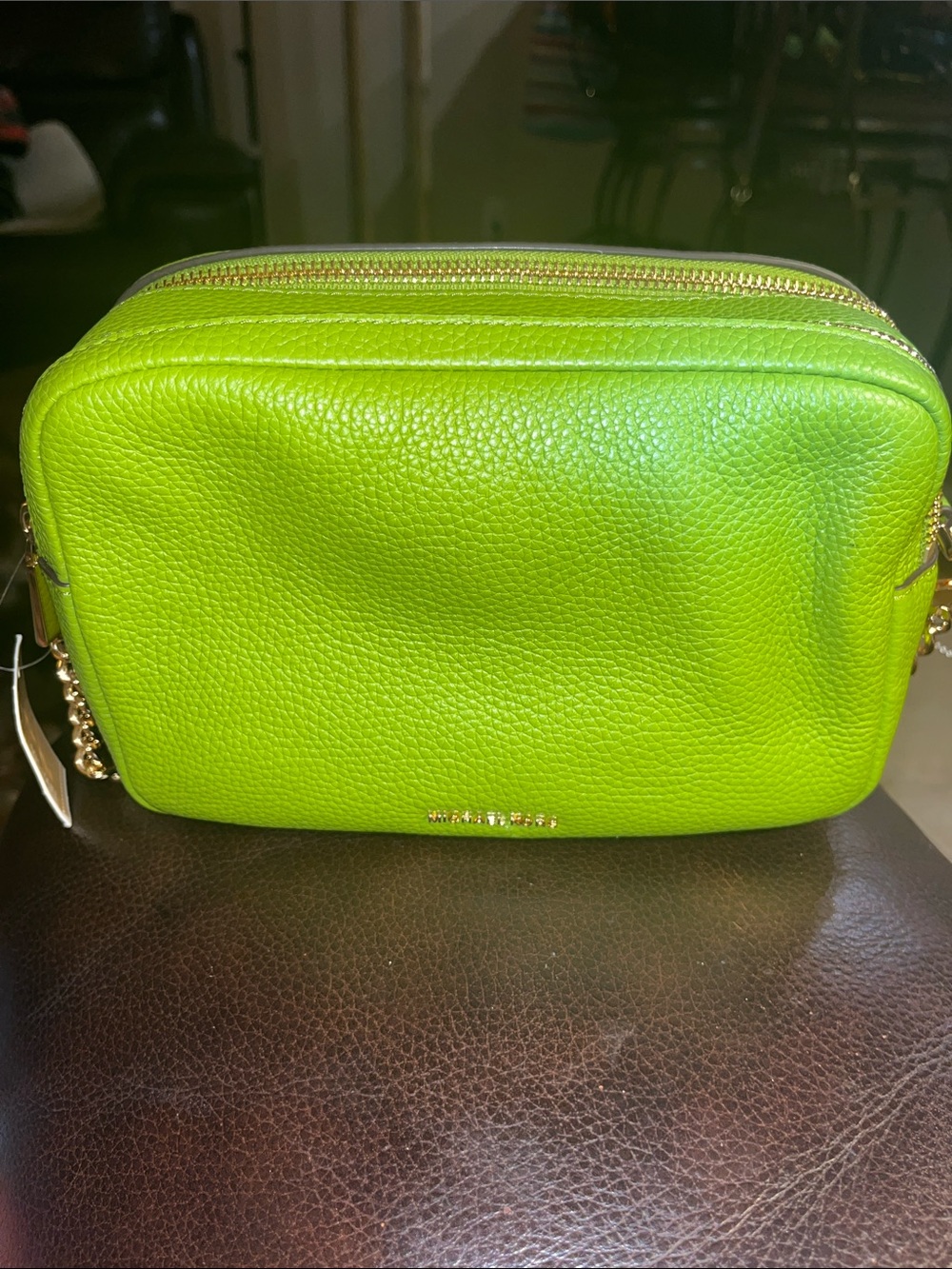 NWT Michael Kors Double Zip Camera Bag Pebbled Leather Crossbody